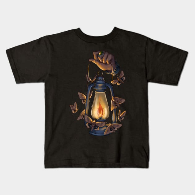 Moth to a Flame Kids T-Shirt by Molly11